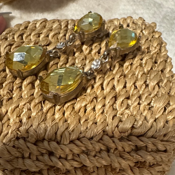 Estate Vintage Elegant citrine Yellow Drop Earrings - Picture 3 of 6